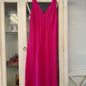 Lauren Ralph Lauren Vintage 100% Linen Fuchsia Dress